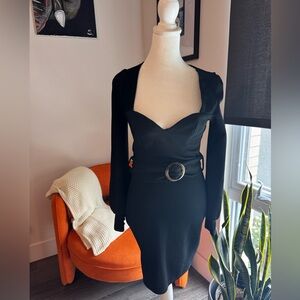 ASOS Black Long Sleeve Dress with Belt